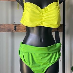 Shades of solid green bikini swimsuit with convertible bottom size XL NEW
